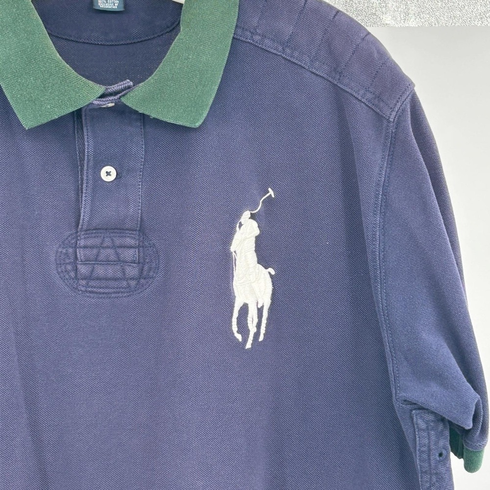 Polo Ralph Lauren Shirt Mens XL Navy Green Big Pony Short Sleeve Classic Preppy